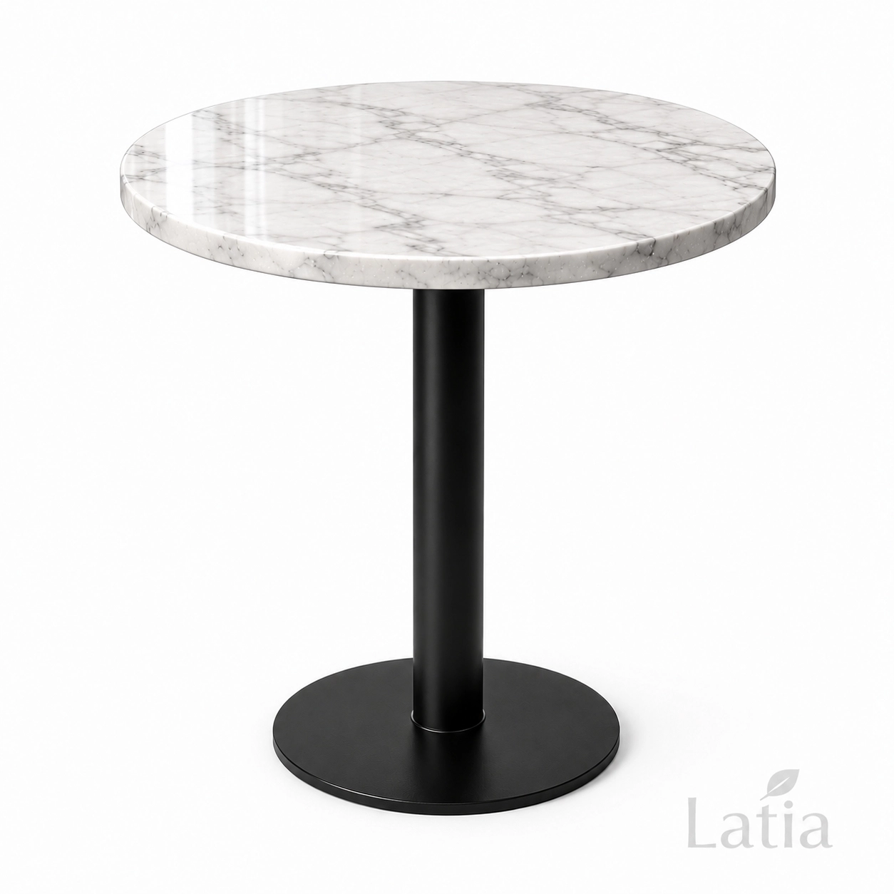 Yuvarlak Muğla Mermer Masa Ø60 cm | Metal Ayaklı Kafe ve Restoran Masası