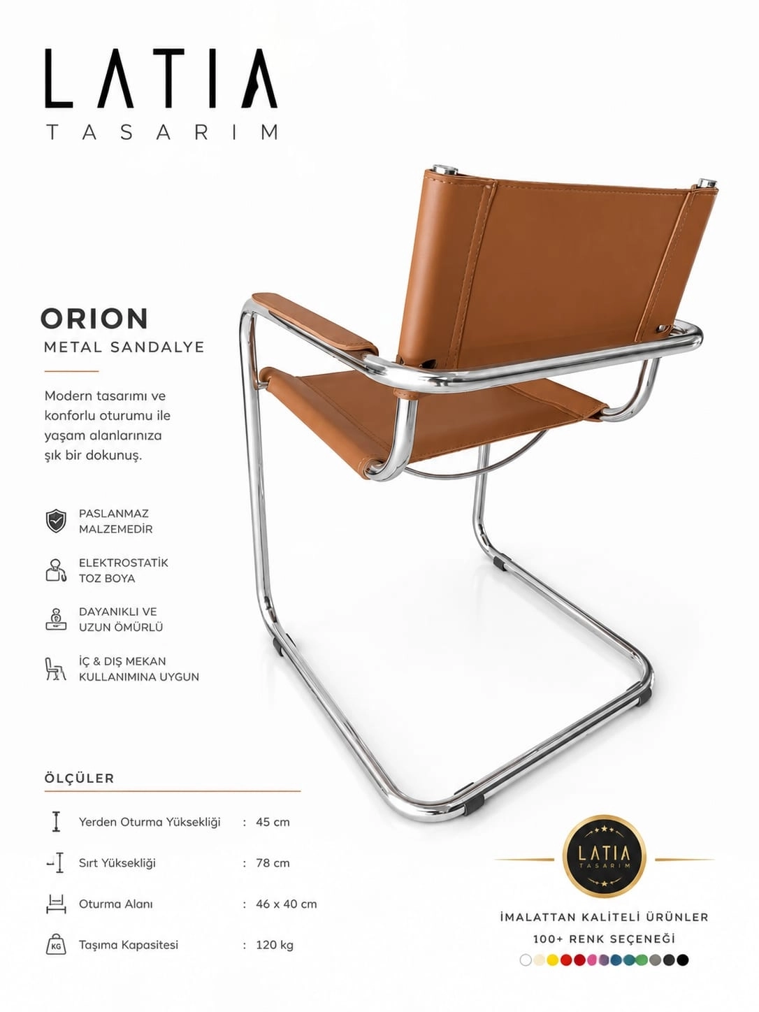 LATIA ORION Paslanmaz Kollu Sandalye