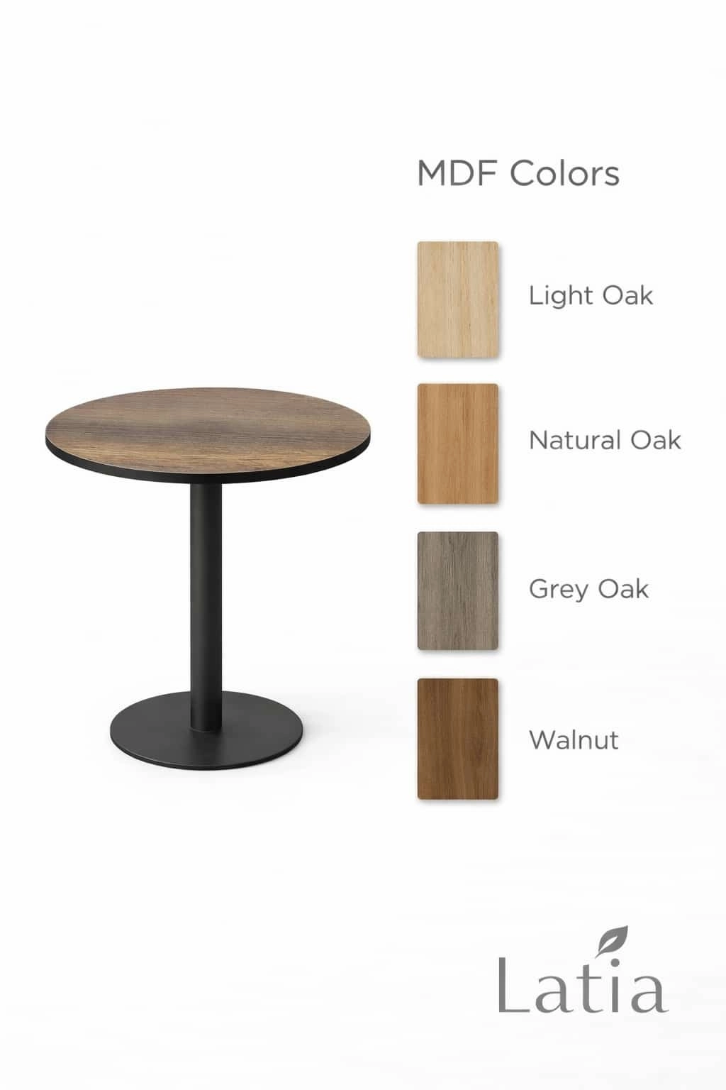 LATIA 60 cm Yuvarlak MDF Masa – Metal Ayaklı Özel Üretim