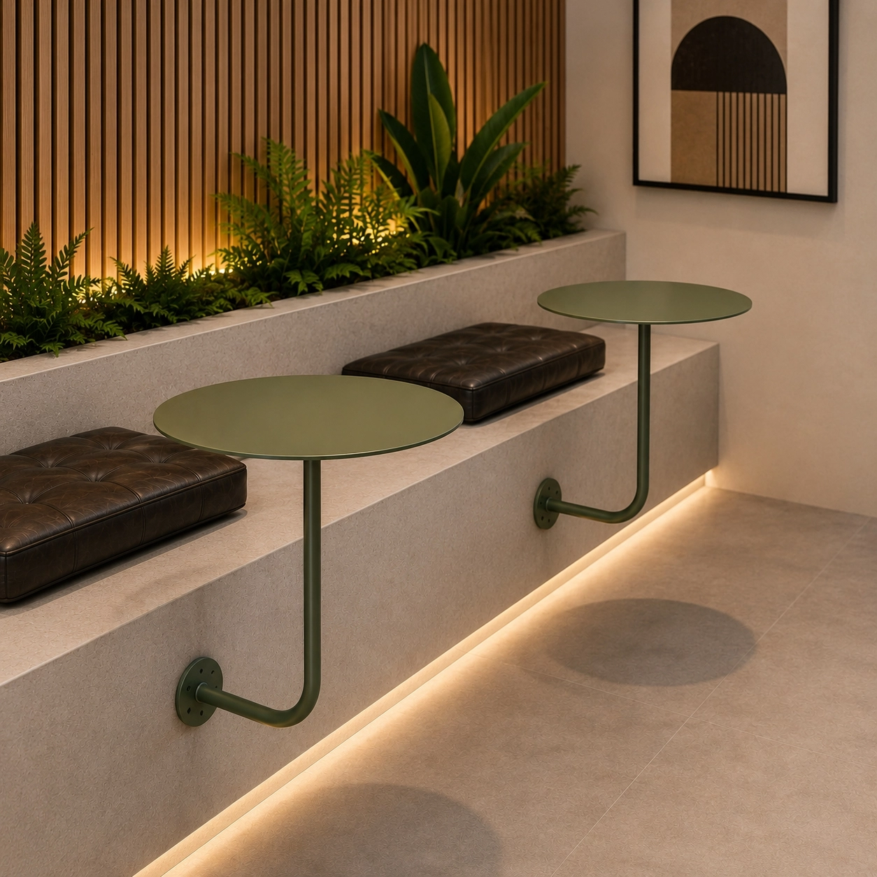 LATIA Duvara Monte Yuvarlak Metal Sehpa | Modern Kafe ve Restoran Duvar Masası