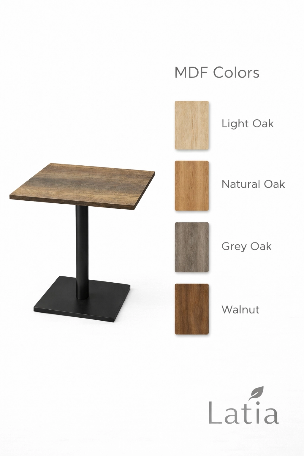 LATIA 60x60 cm Kare MDF Masa – Metal Ayaklı Özel Üretim