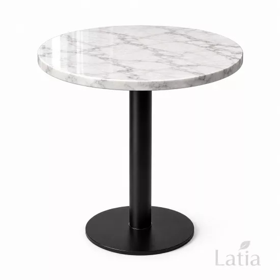 Yuvarlak Muğla Mermer Masa Ø60 cm | Metal Ayaklı Kafe ve Restoran Masası
