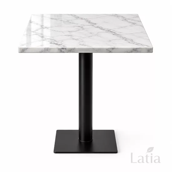 Kafe Masası 60x60 cm Muğla Mermer | Metal Ayaklı Restoran Masası