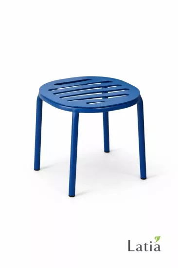 LATIA NEW  Metal Tabure 45x45x45 cm | Modern Şerit Tasarım – İç & Dış Mekan