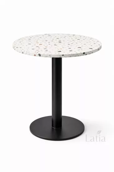 LATIA 60 cm Terazzo Masa – Metal Ayaklı Özel Üretim