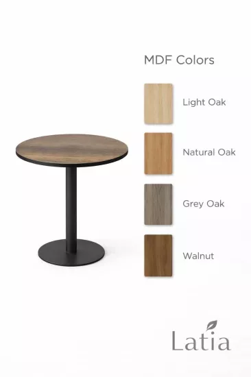LATIA 60 cm Yuvarlak MDF Masa – Metal Ayaklı Özel Üretim