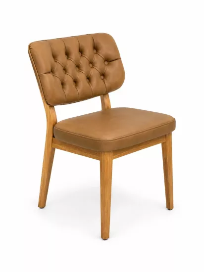 Pera Fırınlanmış Kayın Sandalye – 1. Kalite Suni Deri Döşemeli