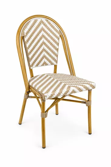 LATIA Paris Alüminyum Sandalye | Örgü Desenli Modern Kafe Sandalyesi